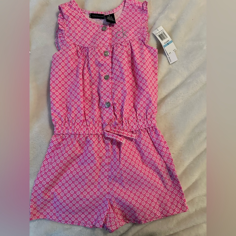 ❤️Calvin Klein Jeans Pink and white Kids Romper